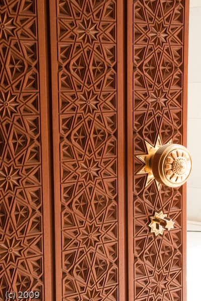 Carved wood doors Qaboos Mosque